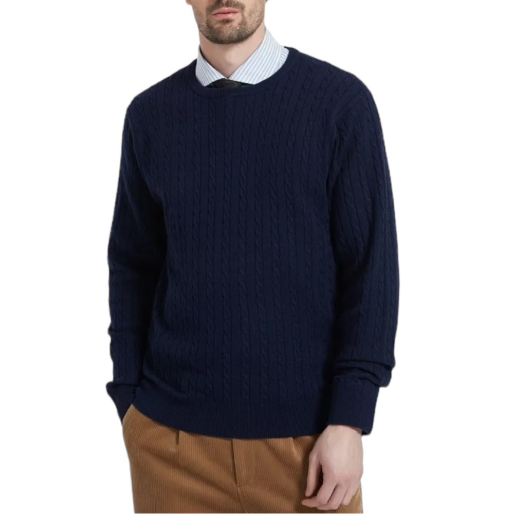 Navy Blue Chaps Crew Neck Knitted Sweater (M)